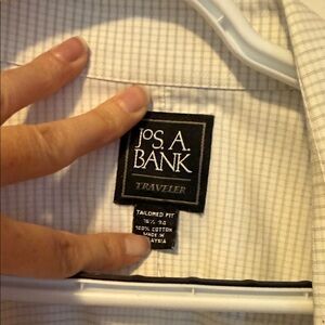 Jos. A. Bank Men's Light Gray Checkered Dress Shirt